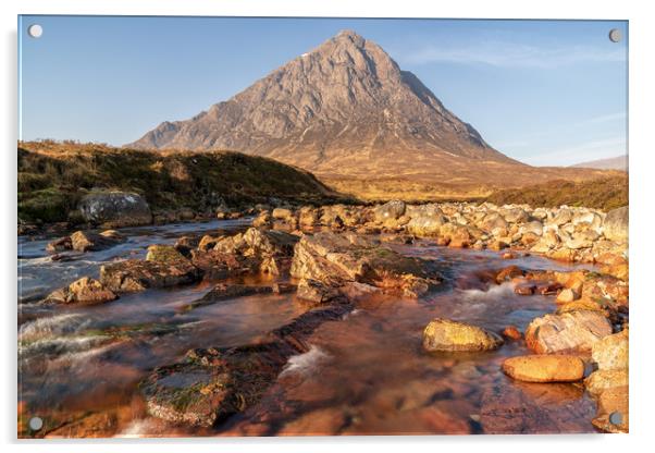 Buachaille Etive Mor from the River Coupall Acrylic by Miles Gray