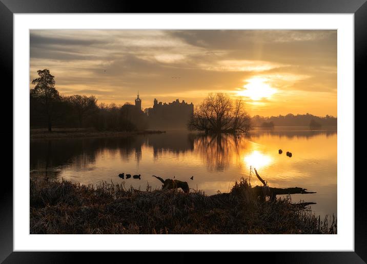 Golden hour over Linlithgow Palace Framed Mounted Print by Miles Gray