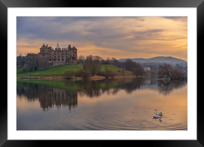 Sunset over Linlithgow Palace Framed Mounted Print by Miles Gray
