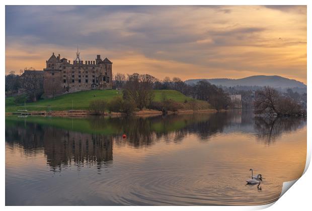 Sunset over Linlithgow Palace Print by Miles Gray