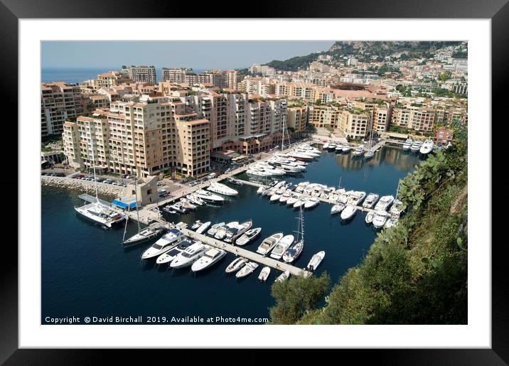 Fontvieille Harbour, Monaco Framed Mounted Print by David Birchall