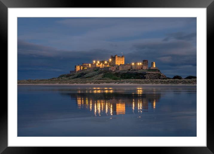 Twilight at beautiful Bamburgh Castle  Framed Mounted Print by Naylor's Photography
