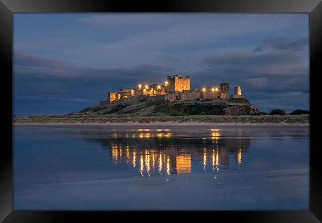 Twilight at beautiful Bamburgh Castle  Framed Print by Naylor's Photography