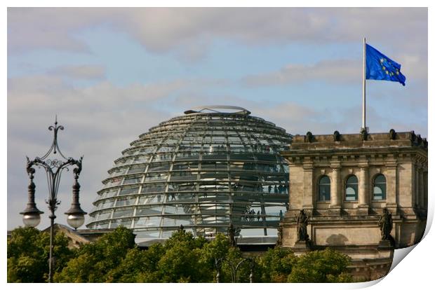 German Reichstag building and Dome in Berlin Print by Nathalie Hales