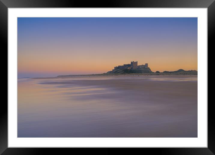 Bamburgh Castle at Sunset Framed Mounted Print by Miles Gray