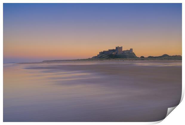 Bamburgh Castle at Sunset Print by Miles Gray