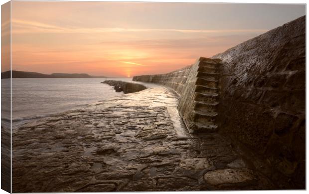 Sunrise at The Cobb Canvas Print by David Neighbour