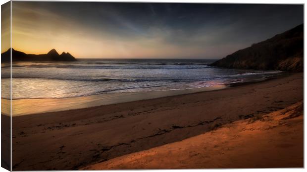 Early morning at Three Cliffs Bay Canvas Print by Leighton Collins