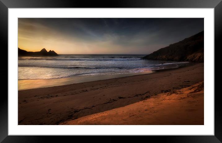 Early morning at Three Cliffs Bay Framed Mounted Print by Leighton Collins