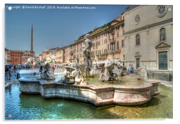 Fontana del Moro in Piazza Navona, Rome Acrylic by David Birchall