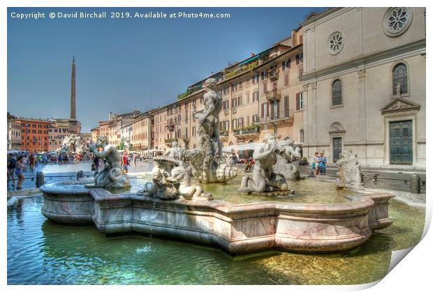 Fontana del Moro in Piazza Navona, Rome Print by David Birchall