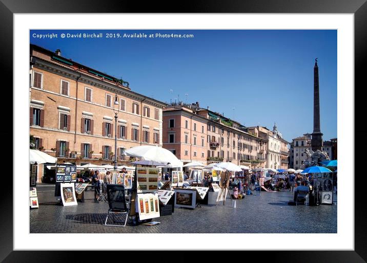 Artists in Piazza Navona, Rome Framed Mounted Print by David Birchall