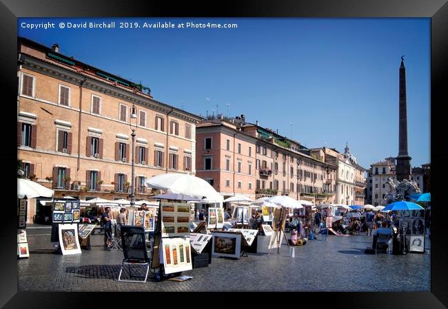 Artists in Piazza Navona, Rome Framed Print by David Birchall