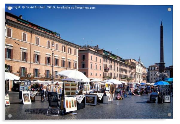 Artists in Piazza Navona, Rome Acrylic by David Birchall