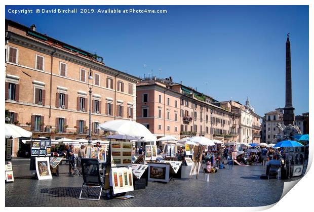 Artists in Piazza Navona, Rome Print by David Birchall