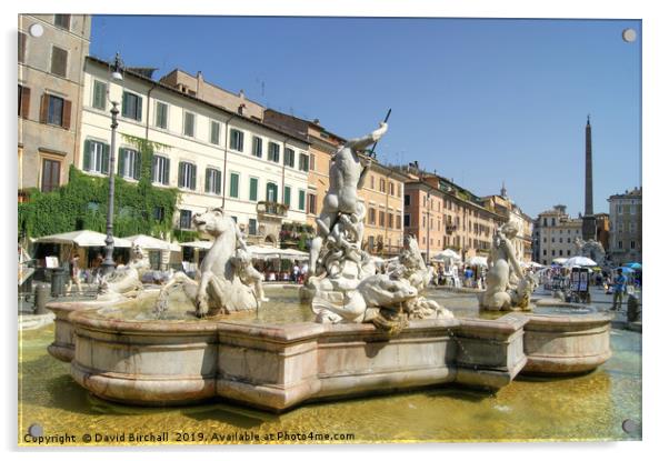 Fountain of Neptune, Piazza Navona, Rome Acrylic by David Birchall