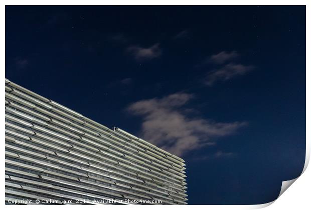 V&A Dundee in the clouds with starry sky Print by Callum Laird