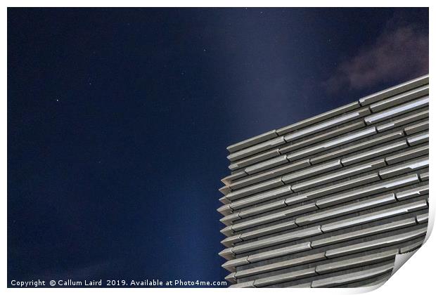 V&A Dundee at night with starry sky Print by Callum Laird