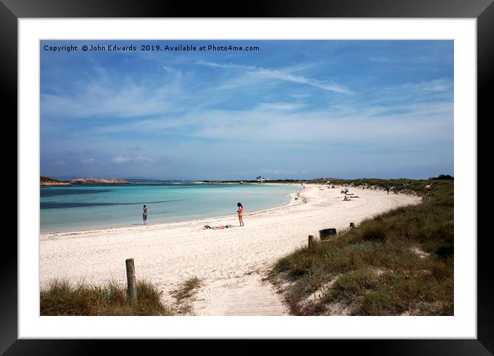 Playa de Illetas, Formentera, Spain Framed Mounted Print by John Edwards