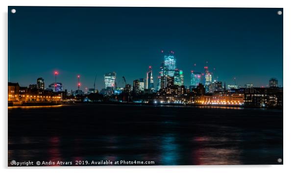 City of London skyline at night Acrylic by Andis Atvars