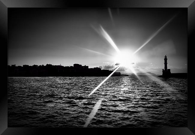 Sunset in Chania Framed Print by Andreas Hartmann