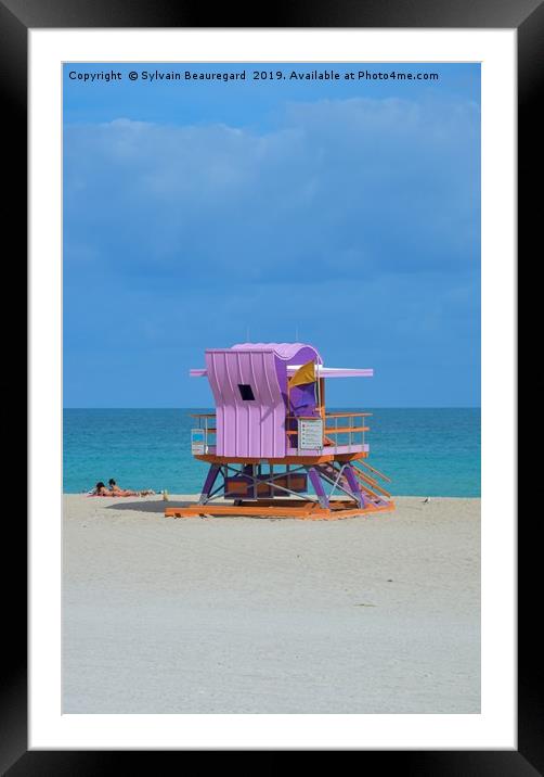 Lifeguard in Miami Beach, vertical Framed Mounted Print by Sylvain Beauregard