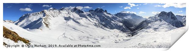 Mont Blanc panorama - Chamonix valley Print by Chris Warham