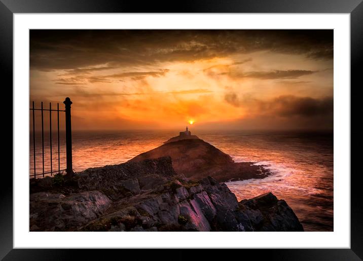 Sunrise at Mumbles lighthouse Framed Mounted Print by Leighton Collins