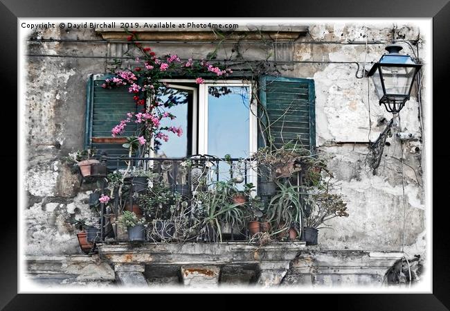 A Balcony in Palermo Framed Print by David Birchall