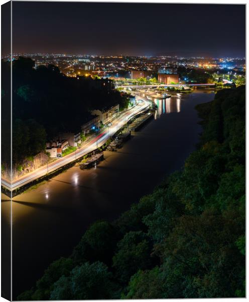 From the Clifton suspension bridge, river Avon and Canvas Print by Dean Merry