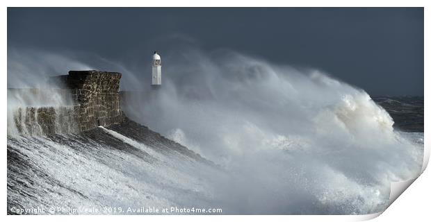 Porthcawl Lighthouse Amidst Winter's Fury. Print by Philip Veale