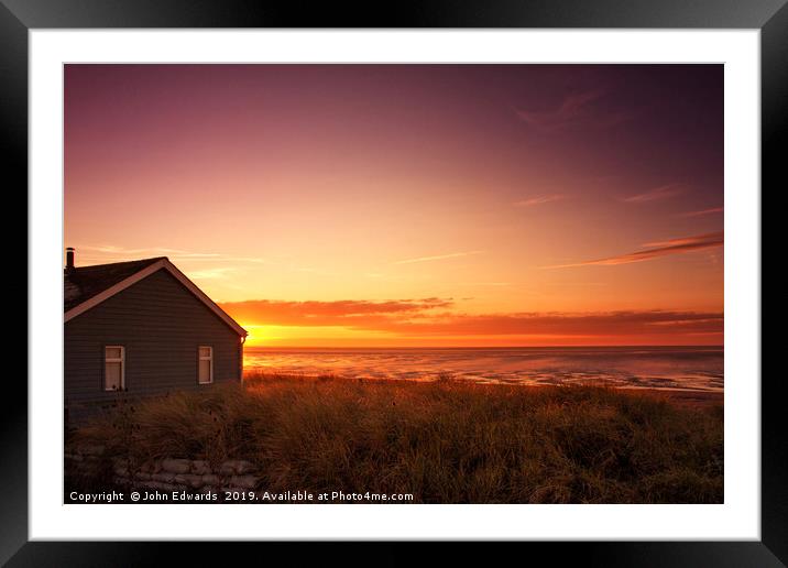 Sunset at Snettisham Beach, Norfolk Framed Mounted Print by John Edwards
