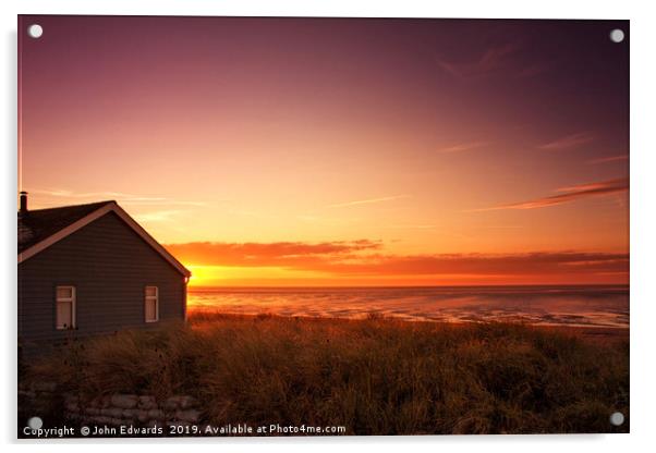 Sunset at Snettisham Beach, Norfolk Acrylic by John Edwards