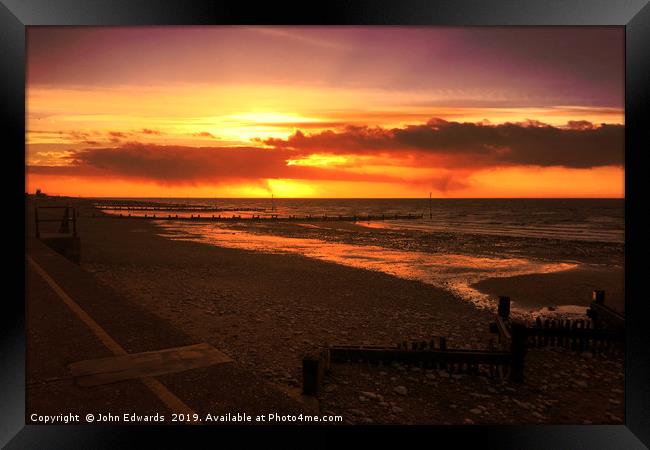 Sunset, Hunstanton Beach, Norfolk Framed Print by John Edwards