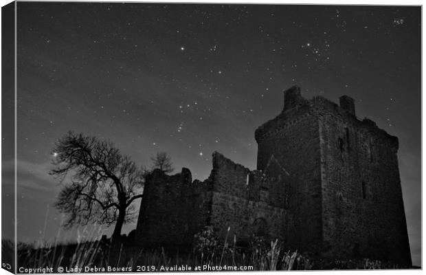 Balvaird Castle at night  Canvas Print by Lady Debra Bowers L.R.P.S