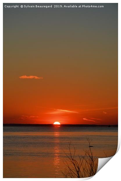 Vertical sunset, red Print by Sylvain Beauregard