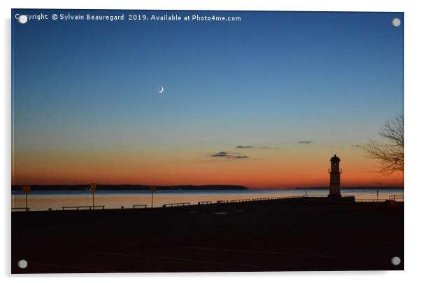 Lighthouse at sunset Acrylic by Sylvain Beauregard