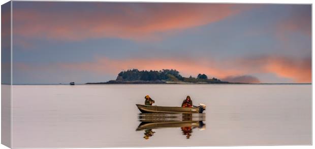 Two Fisherman on Foggy Alaska Waterway Canvas Print by Darryl Brooks