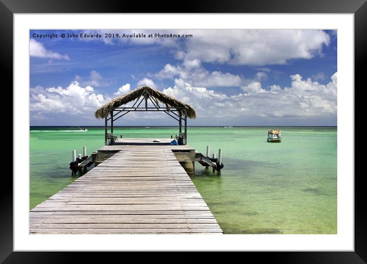 Jetty, Pigeon Point, Tobago Framed Mounted Print by John Edwards