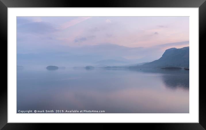 Misty Morning Derwent Water Framed Mounted Print by mark Smith