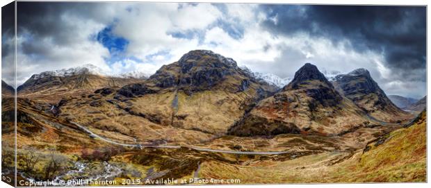 The Three Sisters of Glencoe Canvas Print by Phill Thornton