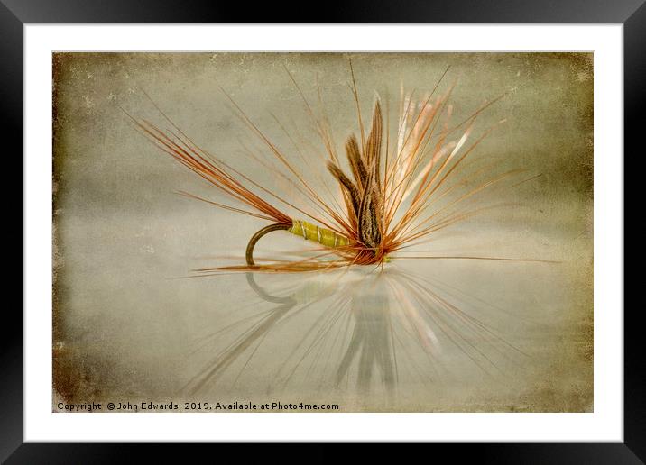 Greenwells Glory Dry Fly Framed Mounted Print by John Edwards