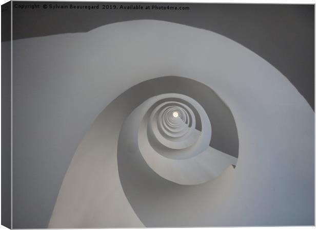 Spiral white staircase, upview Canvas Print by Sylvain Beauregard