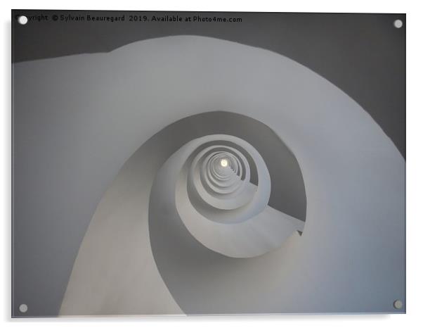 Spiral white staircase, upview Acrylic by Sylvain Beauregard