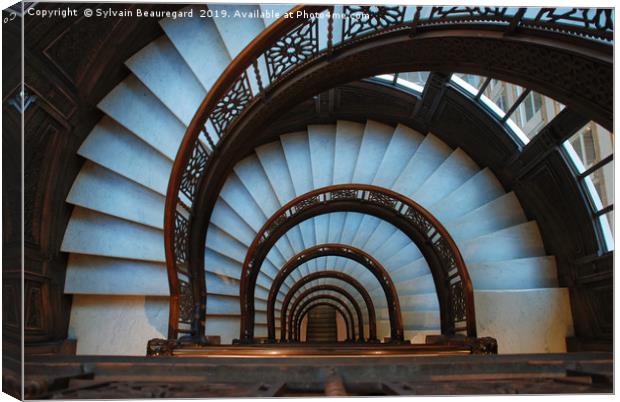 Spiral staircase, interior, downview Canvas Print by Sylvain Beauregard