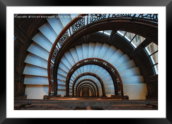 Spiral staircase, interior, downview Framed Mounted Print by Sylvain Beauregard