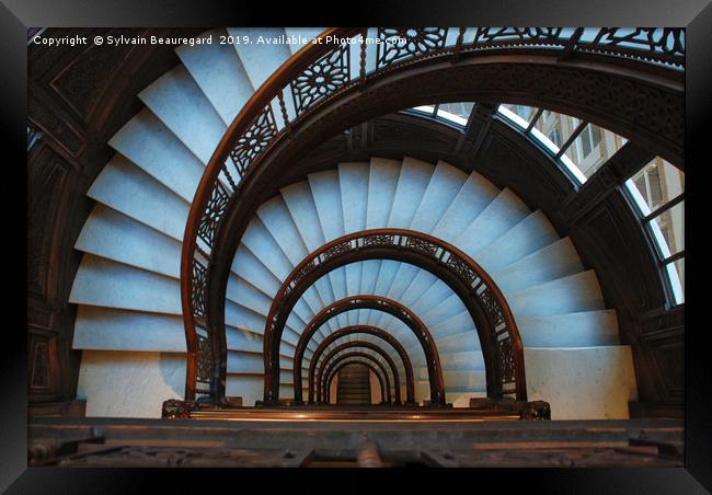 Spiral staircase, interior, downview Framed Print by Sylvain Beauregard