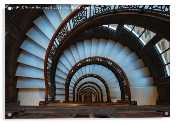 Spiral staircase, interior, downview Acrylic by Sylvain Beauregard