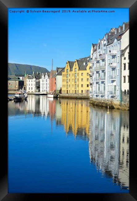 Vertical water reflection in Alesund Framed Print by Sylvain Beauregard