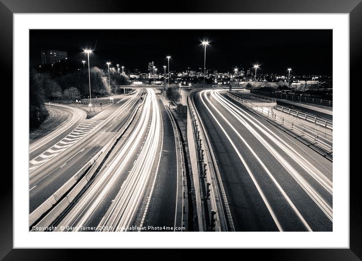 Leeds Motorway Light Trails Framed Mounted Print by Gary Turner